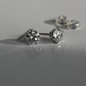 【Total 1 ct】Pt900 Diamond Studs 0.5ctx2, H-SI/ CGL