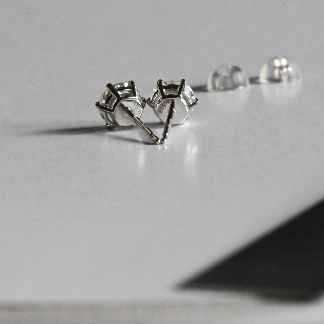 【Total 1 ct】Pt900 Diamond Studs 0.5ctx2, H-SI/ CGL