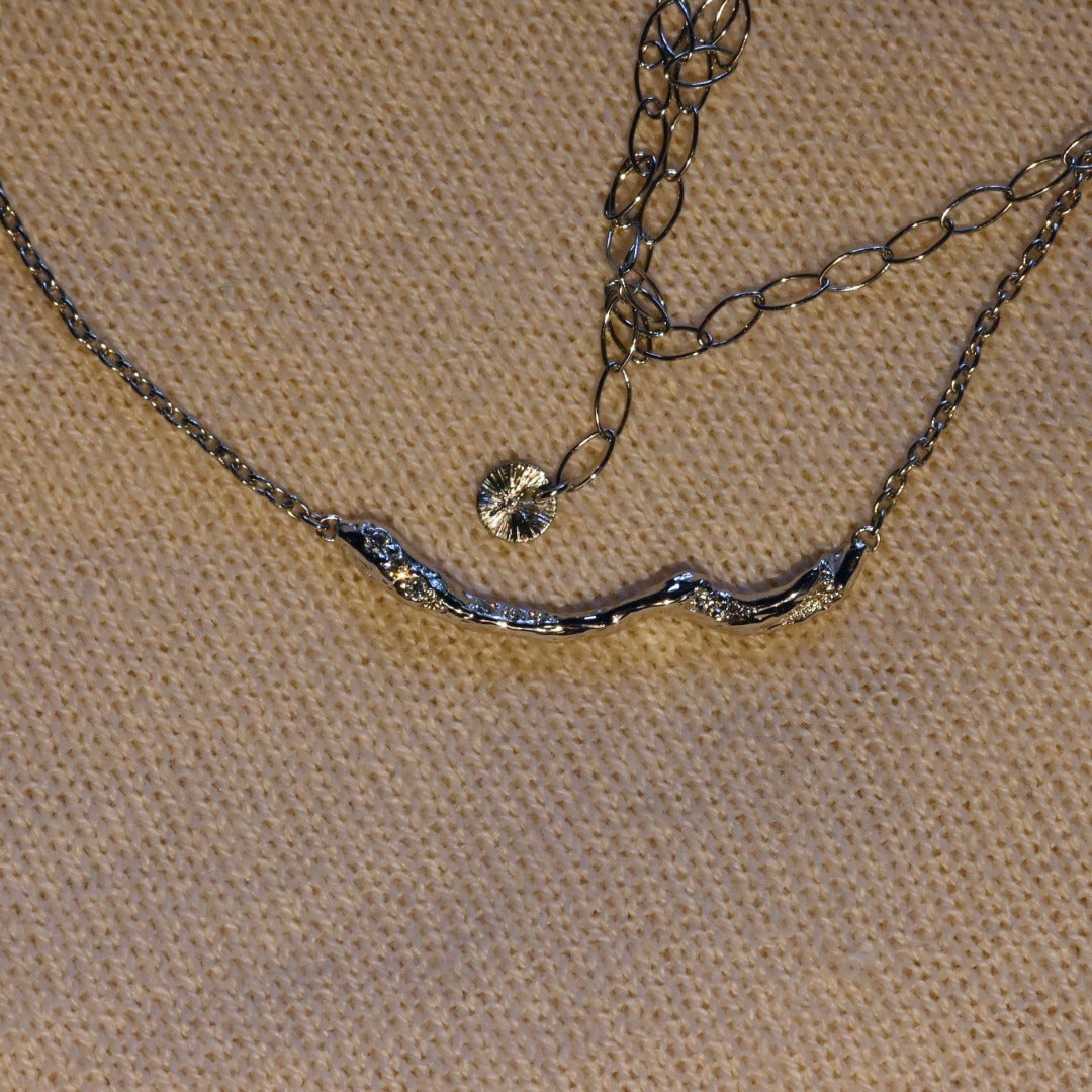 【One-Off】Pt900/850 Diamond Necklace "Fluid"