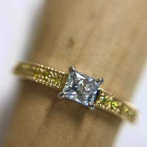 【One-off】 K18/Pt900  Diamond Ring "D"color & Natural Yellow