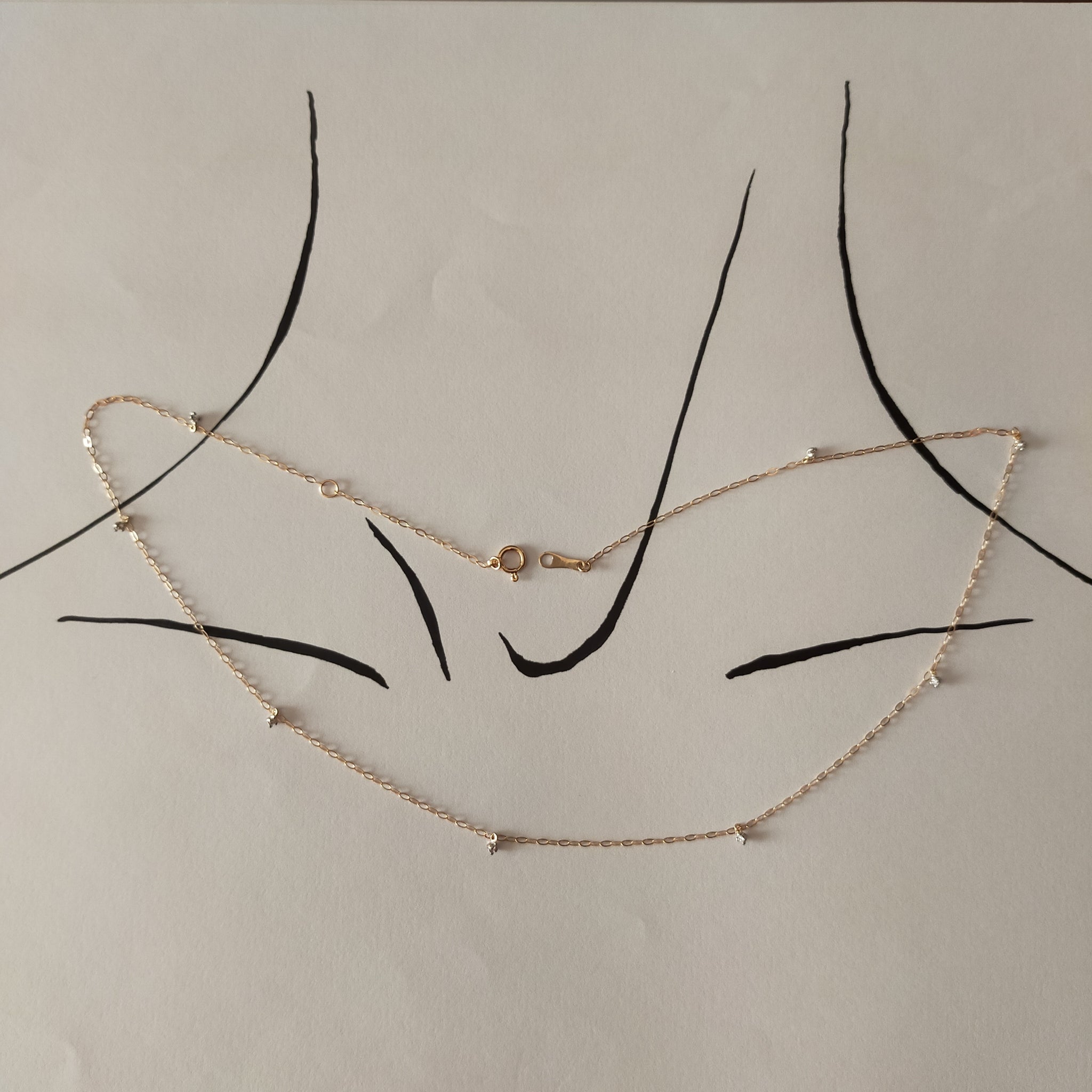 大人専用！K18/Pt900 Delicate Necklace D0.05ct