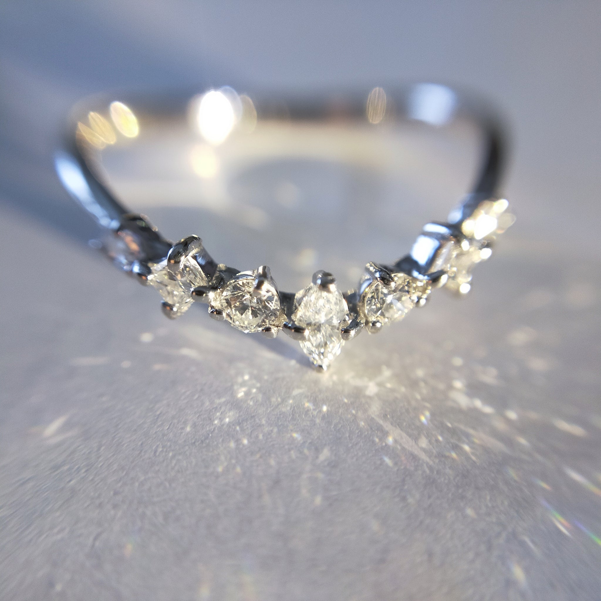 Pt900 Diamond 4 Shapes Neige Ring