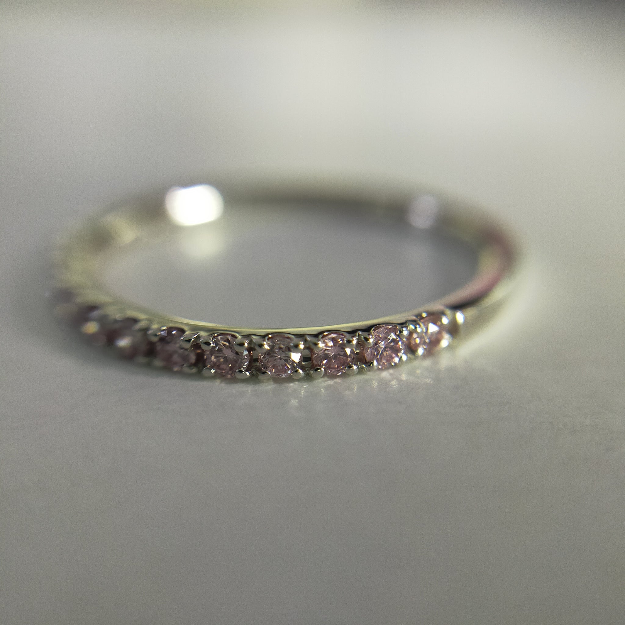 Pt900  Pink Champagne-Rose Diamond ”いつものハーフエタ” Ring