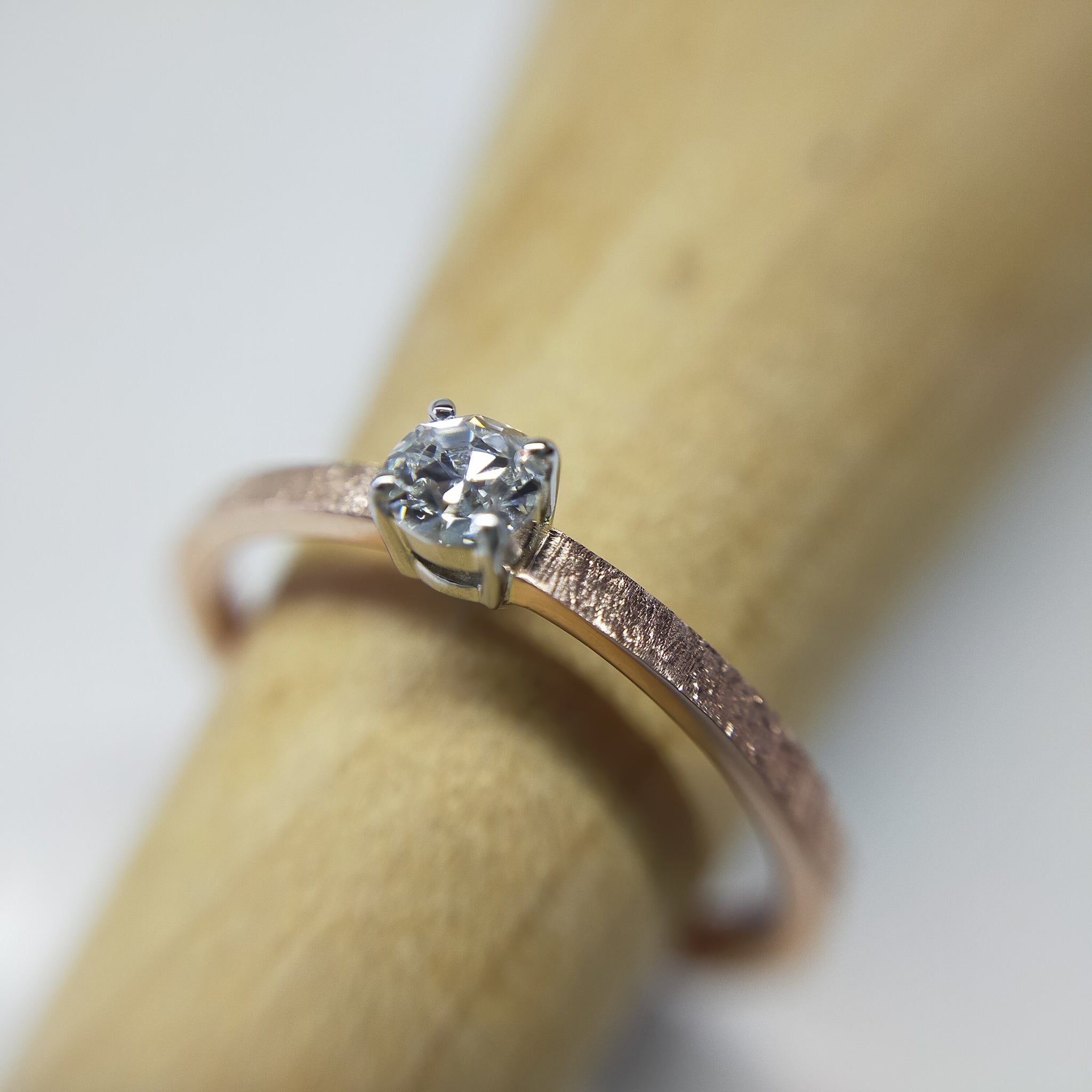 【One-off】 Pt900/K18PG Diamond 0.138ct Single Cut Ring