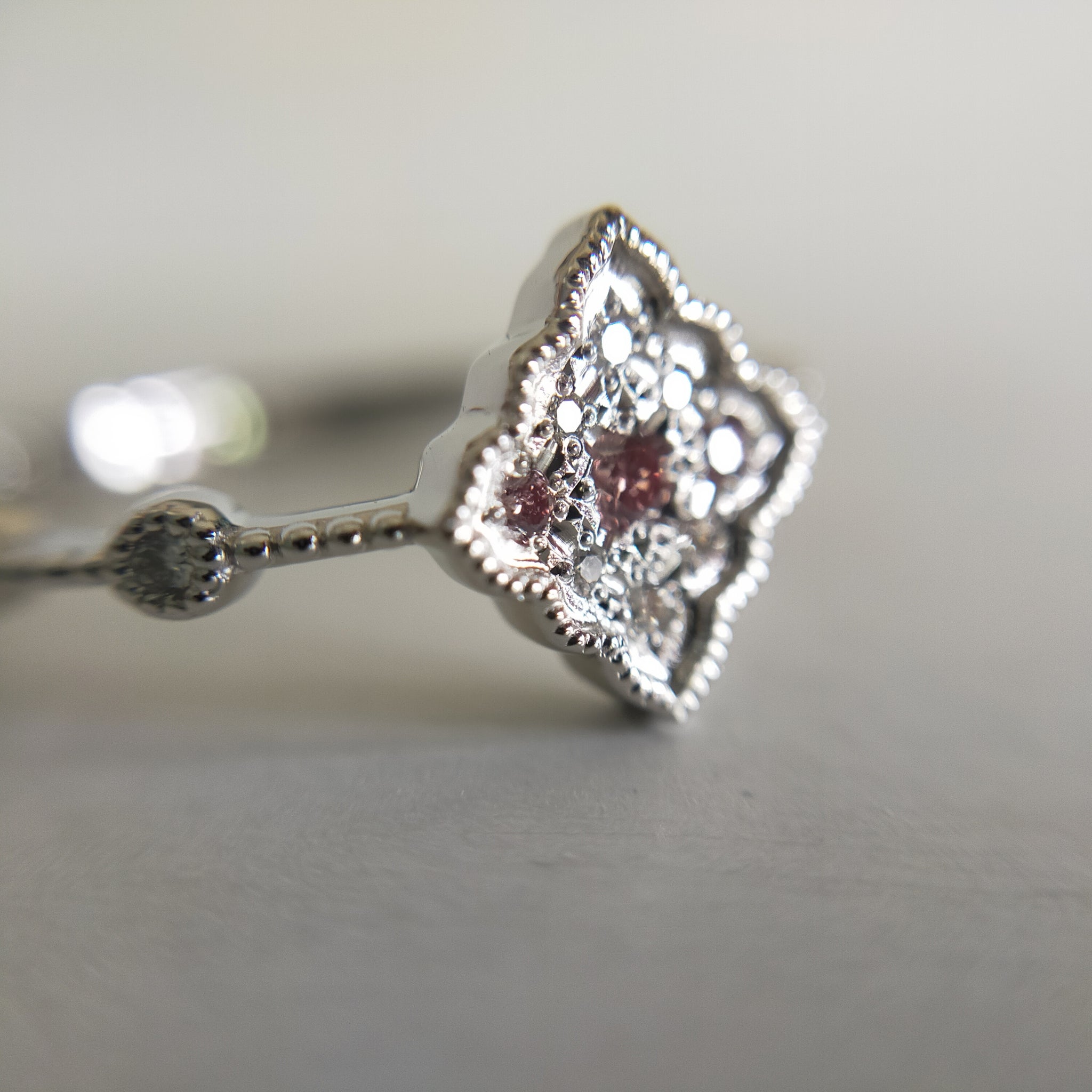 Pt900  Pink Diamond Ring "Quartet "