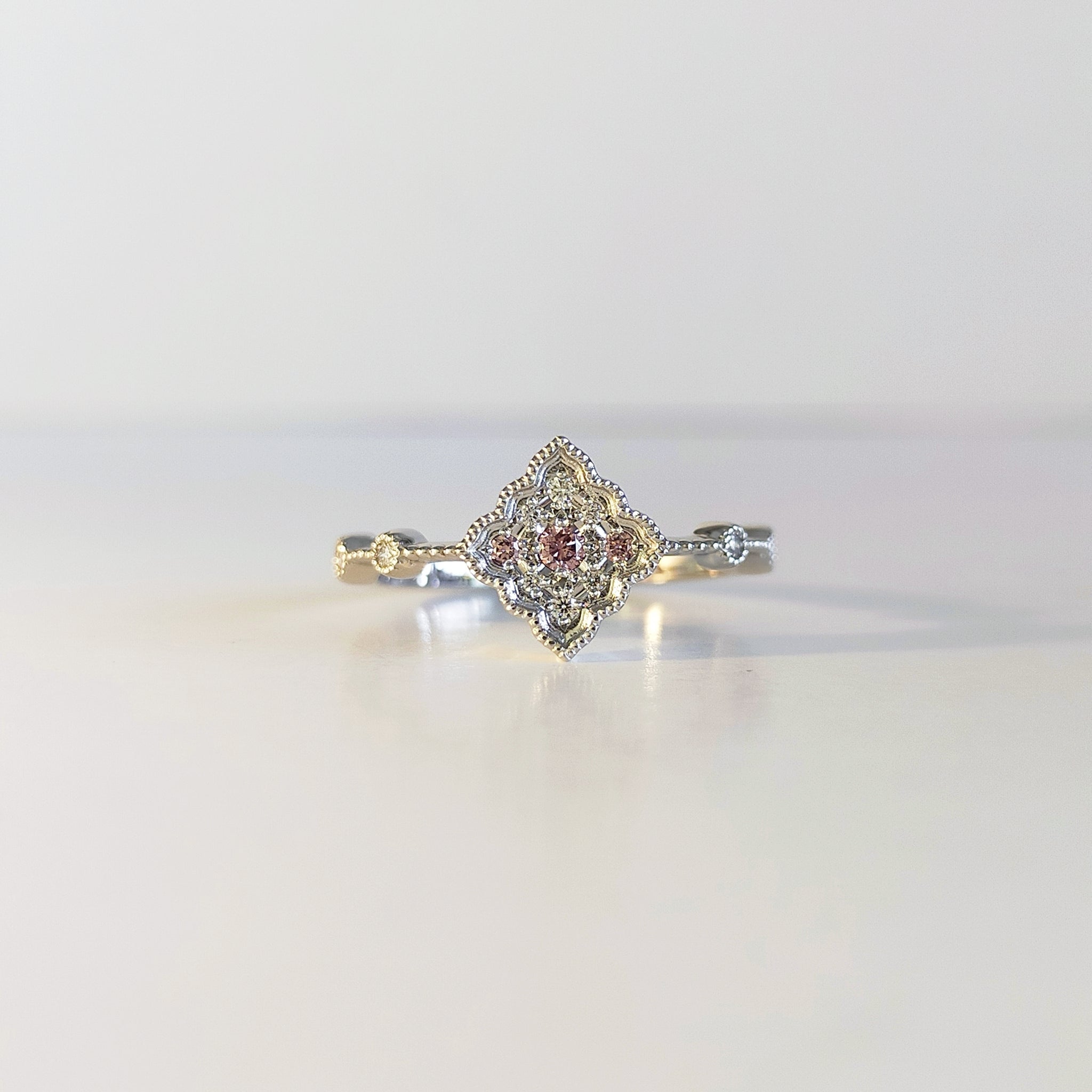 Pt900  Pink Diamond Ring "Quartet "