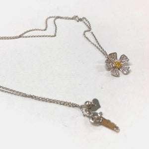 【SOLD/展示】Pt/K18 Color Diamond "Rosaceae" Necklace