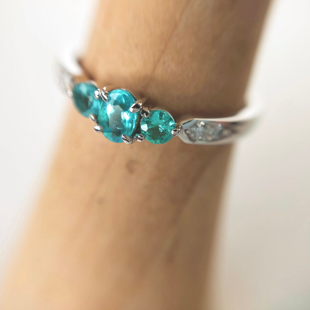 【One-Off】Pt900  Paraiba Tourmaline Color Range Ring